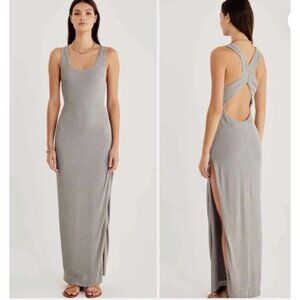 Rumer The Label Rosa Maxi Dress Seafoam Green Sleeveless Ribbed Side Slit Small